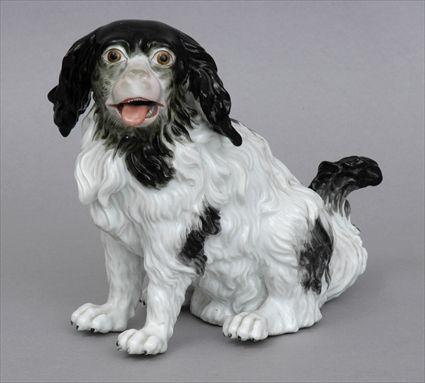 Appraisal: MEISSEN PORCELAIN FIGURE OF A SPANIEL Unmarked the black spotted