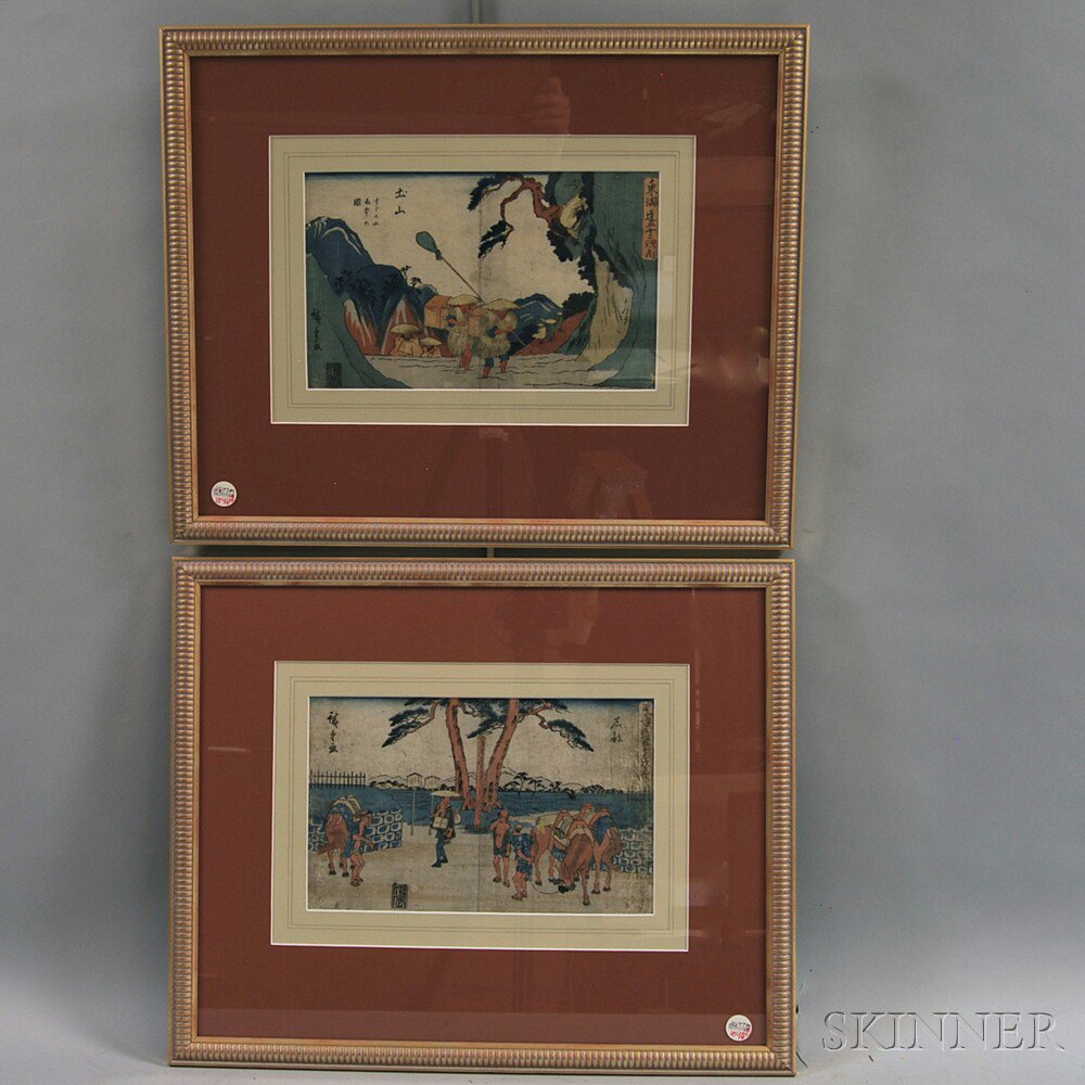 Appraisal: Utagawa or Ando Hiroshige Japanese - Two Woodblock Prints from