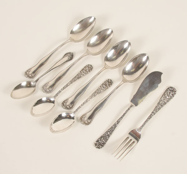 Appraisal: Gorham and Stieff sterling flatware five Gorham spoons in the