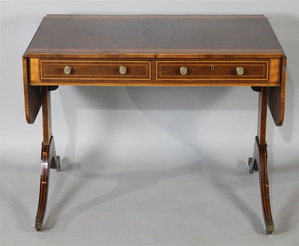 Appraisal: REGENCY INLAID MAHOGANY SOFA TABLE first quarter th C the