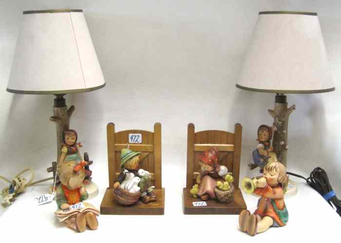 Appraisal: COLLECTION SIX HUMMEL PORCELAINS all TM- - table lamps ''Apple