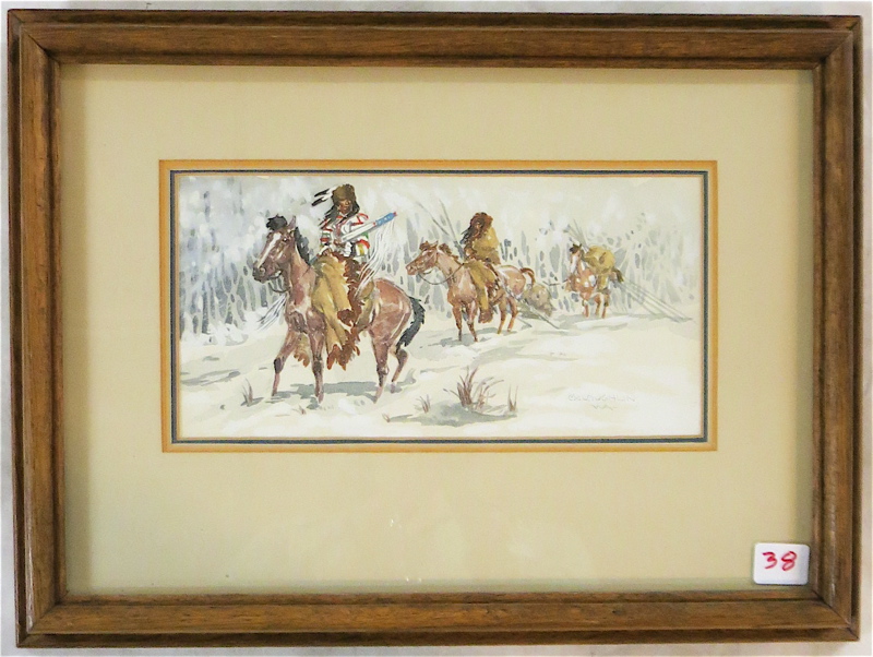 Appraisal: NANCY POWELL McLAUGHLIN WATERCOLOR ON PAPER Montana - Winter Travelers