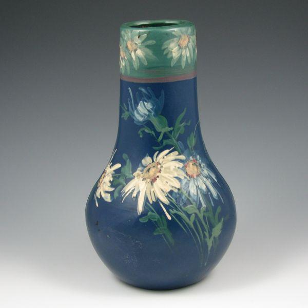 Appraisal: Weller Blue Decorated Hudson vase with floral decoration both front