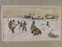 Appraisal: A Russian watercolour of children playing on the ice titled