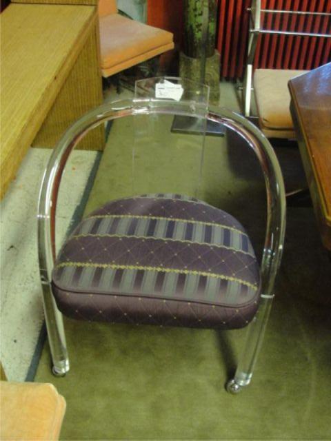 Appraisal: Midcentury Lucite Arm Chair with Purple Upholstered Seat From a