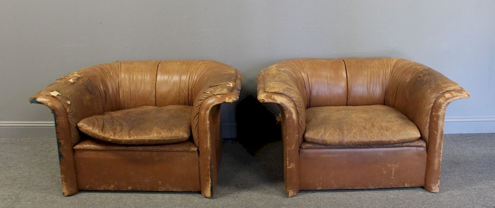 Appraisal: MIDCENTURY Dunbar Oversized Club Chairs A rare pair unfortunately as