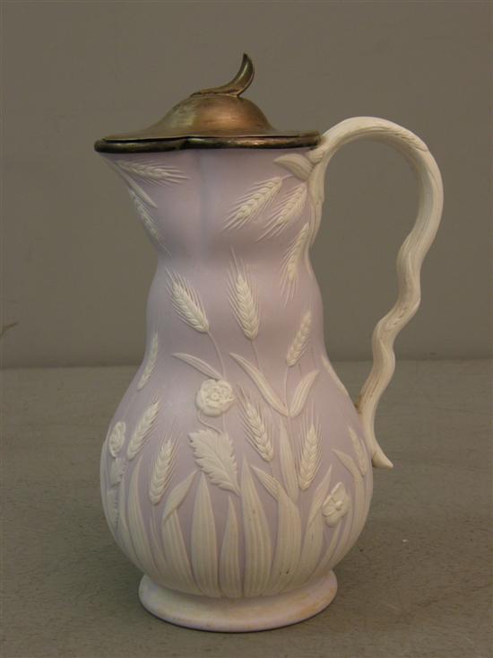 Appraisal: Samuel Alcock jasperware jug with silver mount marks rubbed high