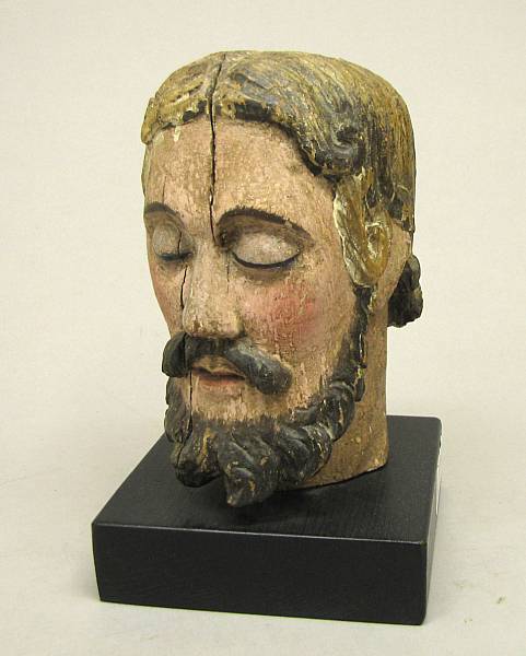 Appraisal: The bearded man depicted with eyes closed on later ebonized