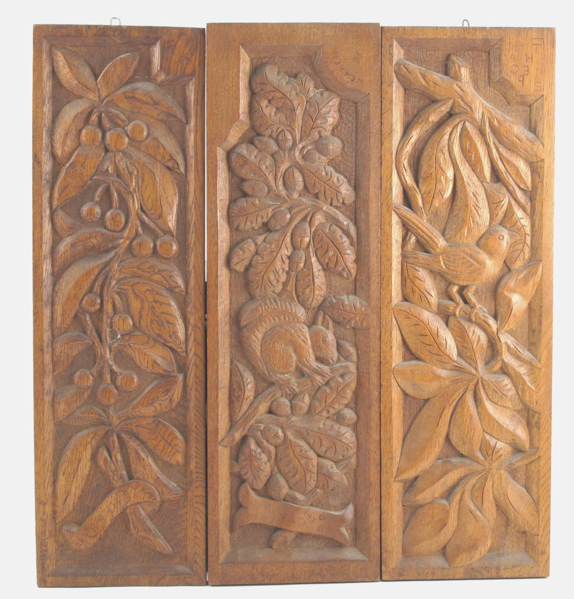 Appraisal: Three carved wood panels