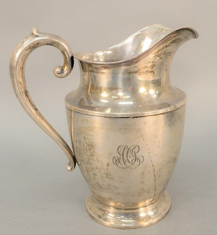 Appraisal: Wallace sterling silver pitcher four point inscribed to Alice and