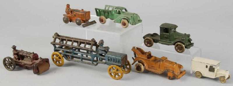 Appraisal: Lot of Cast Iron Diecast Vehicle Toys Description American Includes