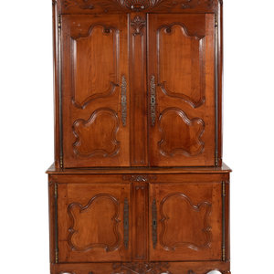 Appraisal: A Louis XV Provincial Cherry Stepback Cupboard th Century Height