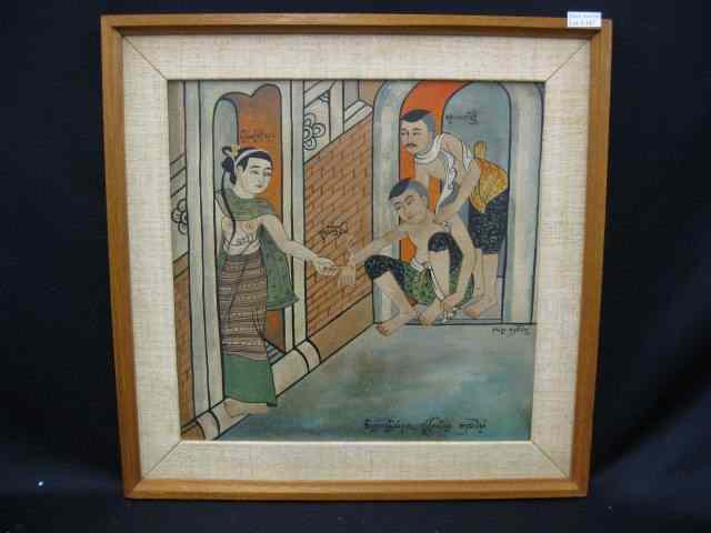 Appraisal: Thailand Painting ''Incense Greeting'' signed '' square image area