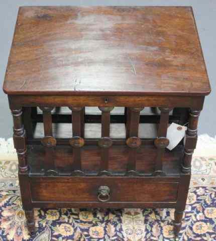 Appraisal: th Cent Mahogany Lift Top Canterbury With drawer From a