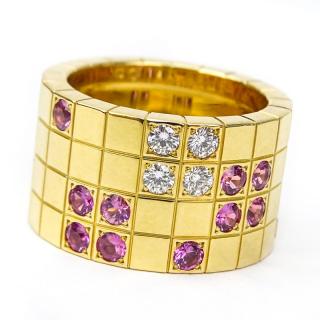 Appraisal: Cartier Diamond Pink Sapphire and Karat Yellow Gold Payette Ring