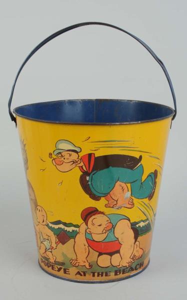 Appraisal: Tin Litho Popeye At The Beach Sand Pail Large size