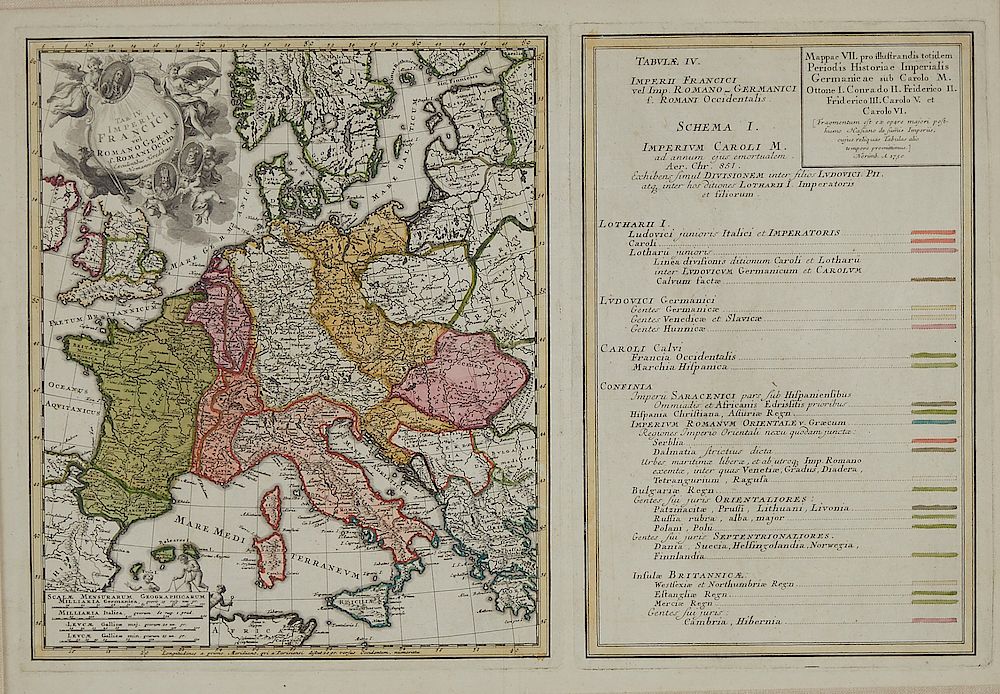 Appraisal: Homann Heirs Rare Map of Europe with Table Homann Heirs