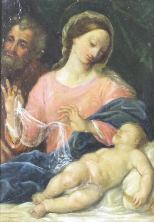 Appraisal: AFTER CORREGGIO - The Holy Family oil on a re-used