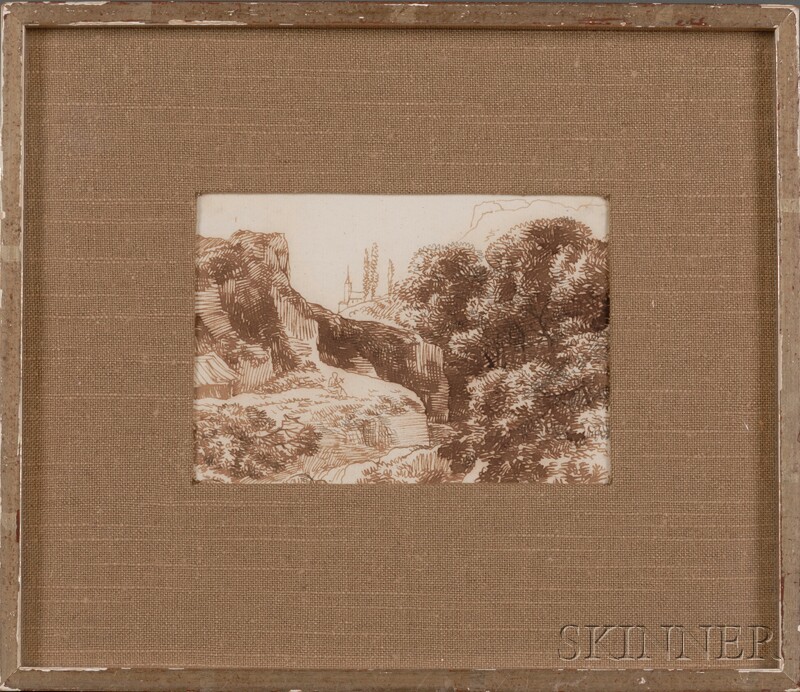 Appraisal: Attributed to Franz Kobell German - Landscape Sketch Unsigned Ink