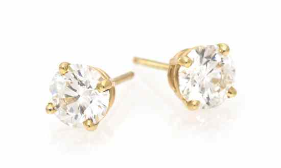 Appraisal: A Pair of Karat Yellow Gold and Diamond Stud Earrings