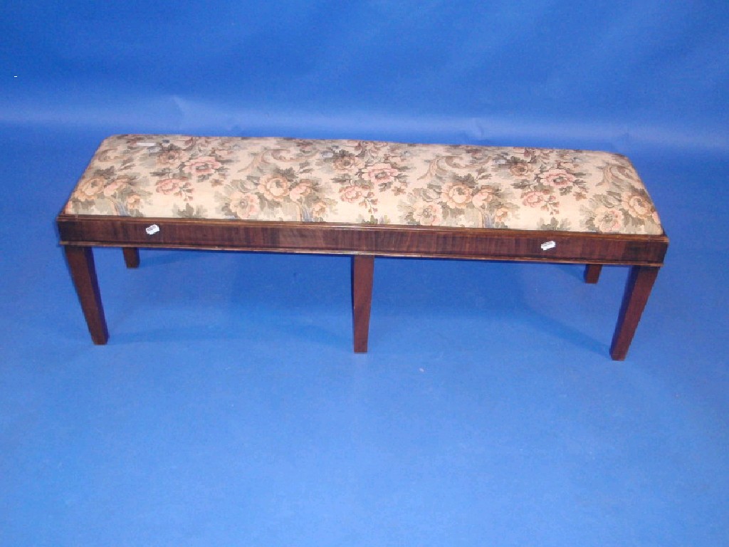 Appraisal: A thC mahogany window seat with drop in tapestry seat