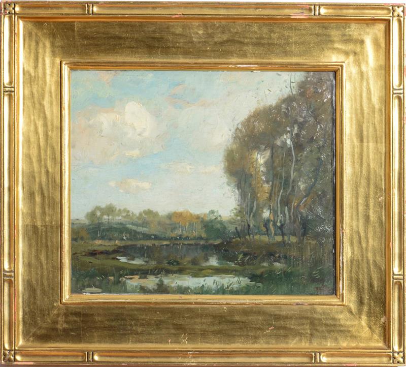 Appraisal: HENRY WARD RANGER - LANDSCAPE STUDY Oil on board with