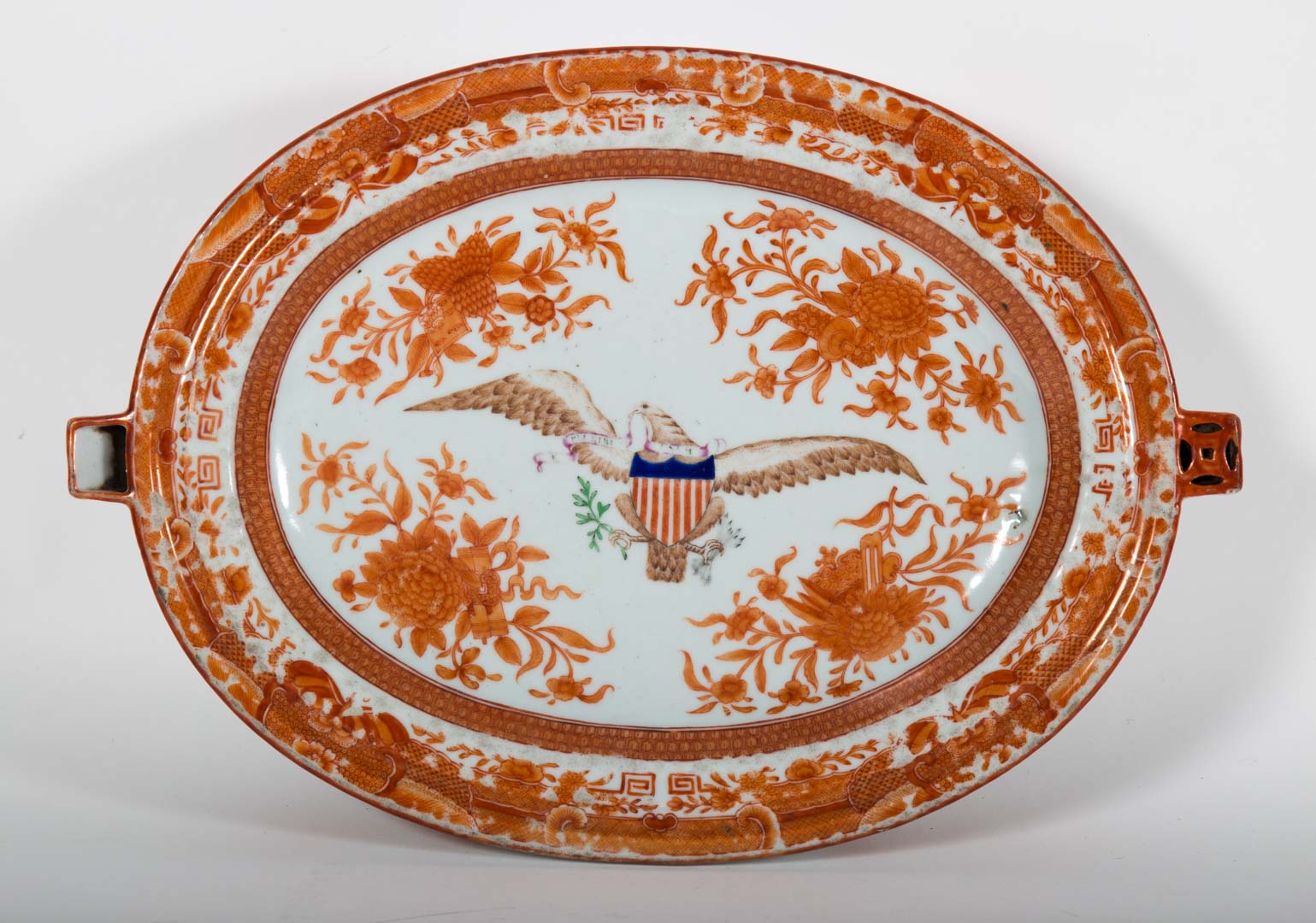 Appraisal: Chinese Export Orange Fitzhugh eagle water plate circa rare and