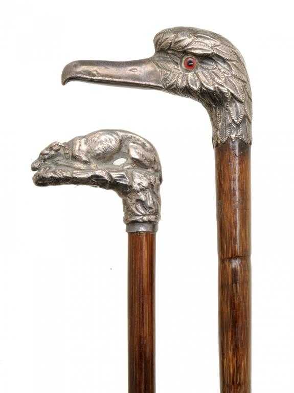 Appraisal: AN EDWARD VII SILVER-MOUNTED BAMBOO WALKING CANE the handle in