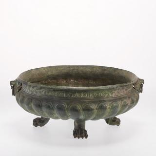 Appraisal: Greco-Roman style bronze footed jardiniere Early th c verdigris patina