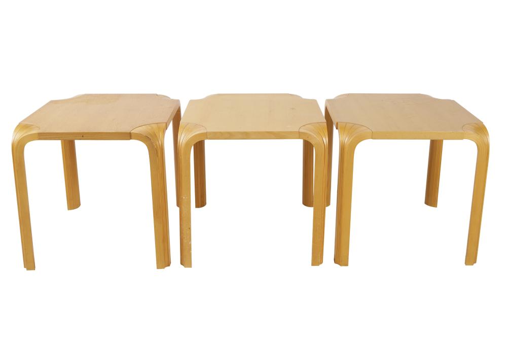 Appraisal: ALVAR AALTO FOR ARTEK THREE END TABLESstamped mark to underside