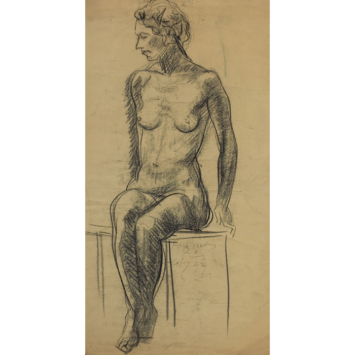 Appraisal: Richard Hayley Lever American - ''Seated Nude '' charcoal on