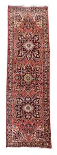 Appraisal: Hand Woven Semi Antique Persian Heriz Runner Wool Iran Geometric