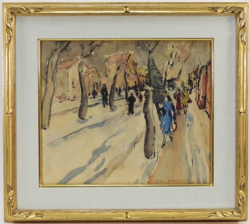 Appraisal: ERIC FREIFELD STREET SCENE WC PAINTING Canada England - Impressionist