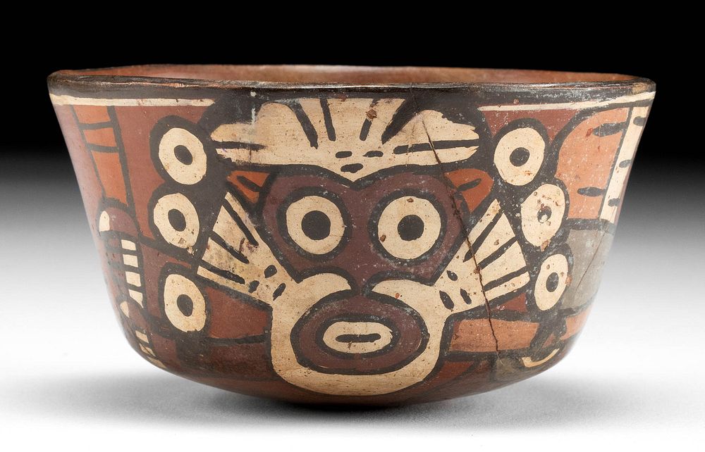 Appraisal: Nazca Polychrome Bowl w Bird Deity ex Museum Pre-Columbian Southern