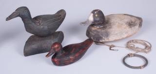 Appraisal: Duck Decoy Trio Incl Plymouth MA Three carved waterfowl models