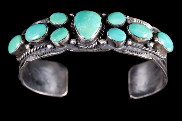 Appraisal: Navajo Carico Lake Turquoise Sterling Cuff Included in this lot