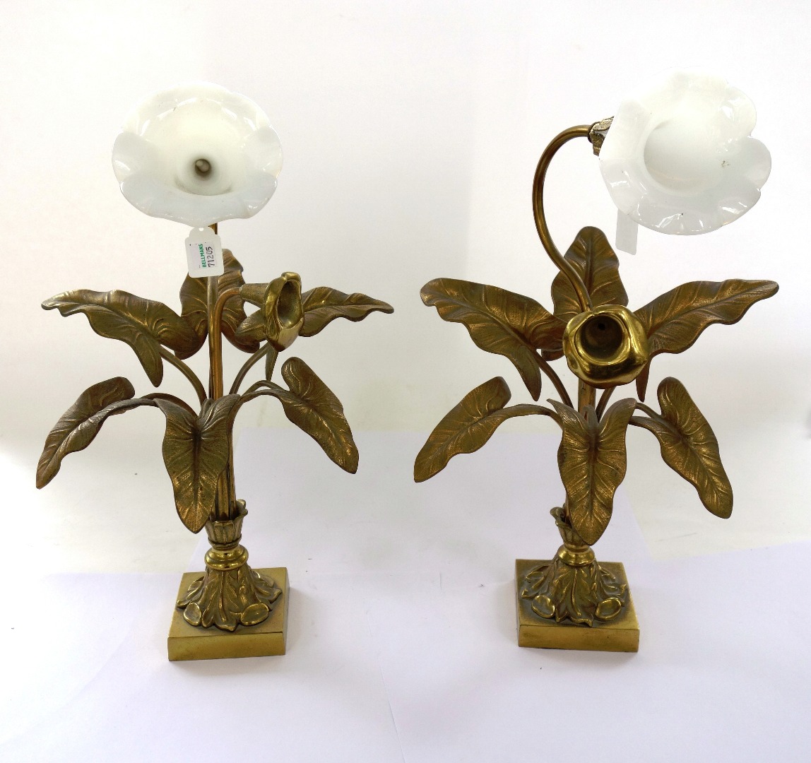 Appraisal: A pair of gilt bronze floral centrepieces early th century