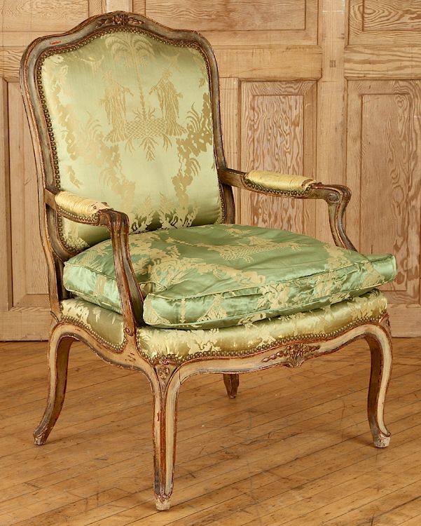 Appraisal: SINGLE JANSEN OPEN ARM CHAIR PAINTED FRAME C A single