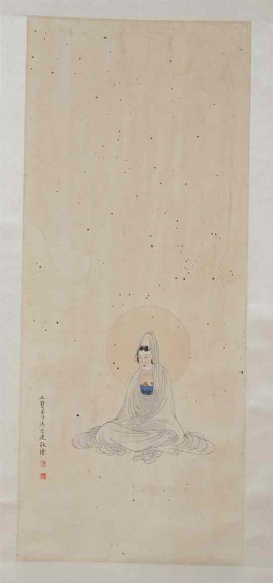 Appraisal: AFTER FENG ZHONG LIAN Chinese - GUANYIN ink and color