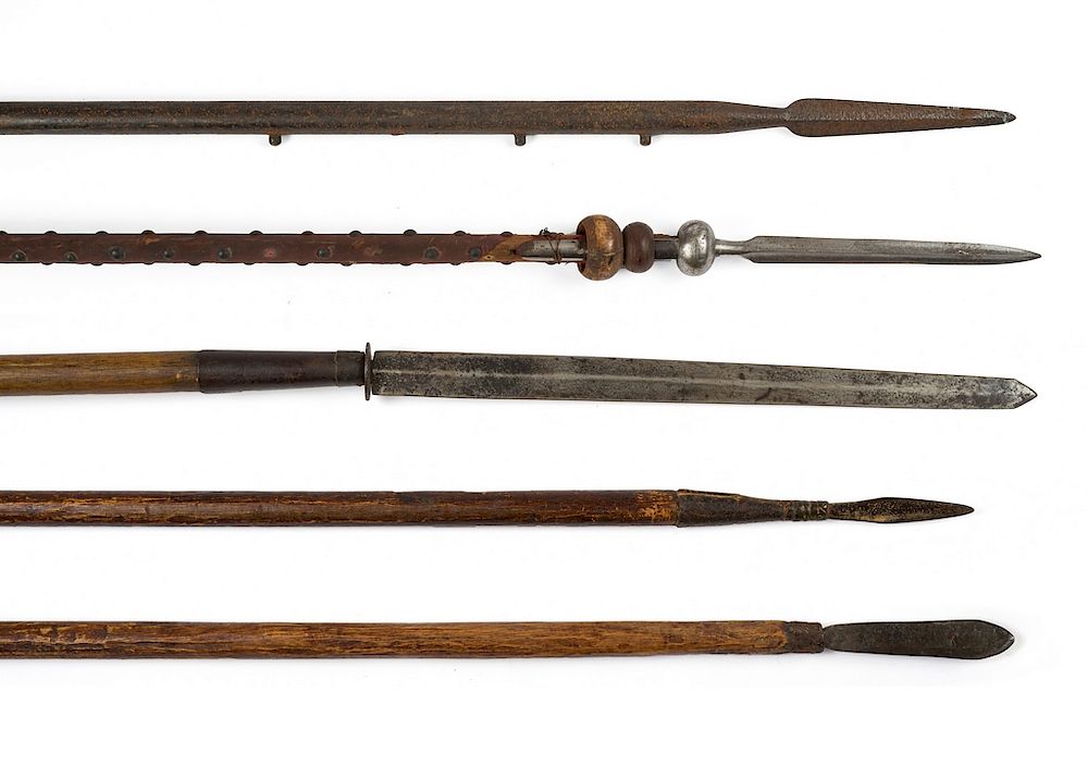 Appraisal: A GROUPING OF FIVE VARIOUS POLEARMS Five polearms consisting of