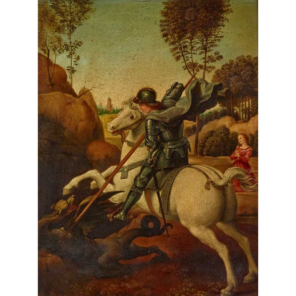 Appraisal: AFTER RAPHAEL ST GEORGE AND THE DRAGON Oil on board