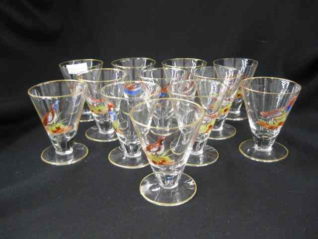 Appraisal: Enameled Glasses gamebird decor gold trim '' tall