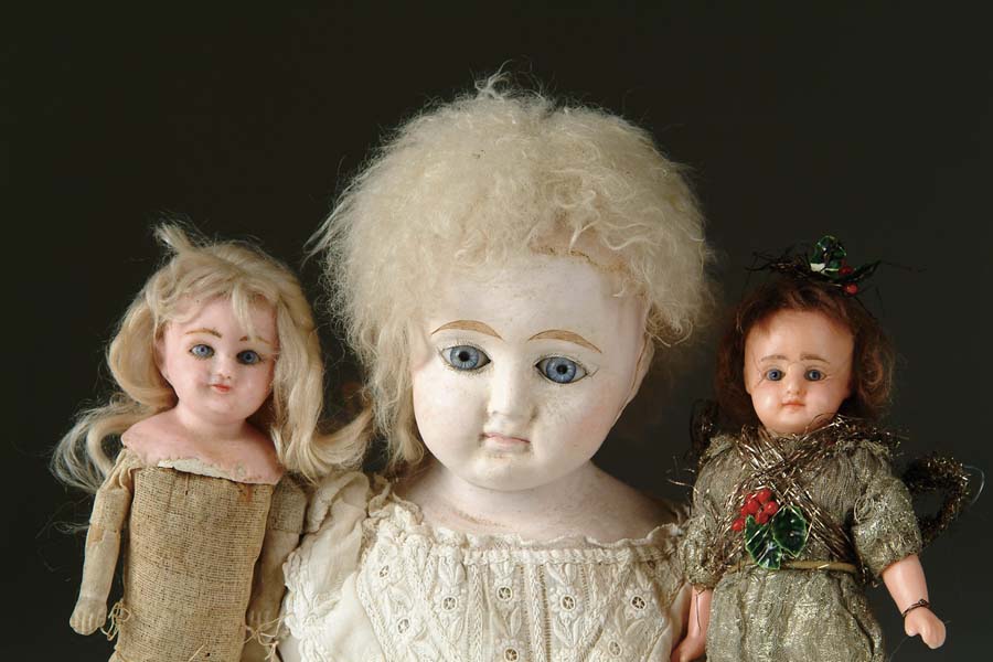 Appraisal: LOT OF THREE ASSORTED COMPOSITION AND WAX DOLLS composition shoulder