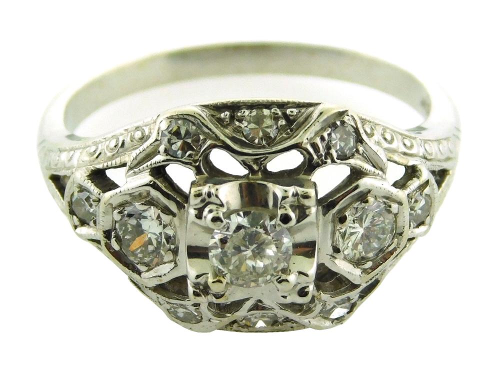 Appraisal: JEWELRY K Edwardian Design Diamond Ring mounting stamped K white