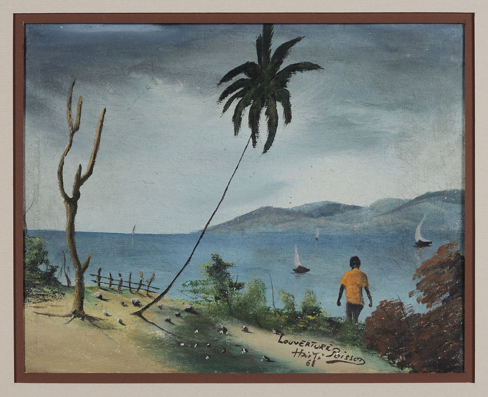 Appraisal: Louverture Poisson Haitian - Coastal Landscape signed lower right Louverture