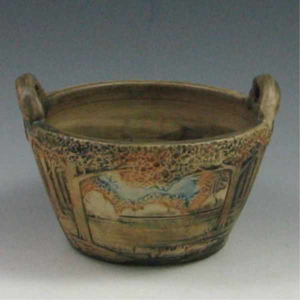 Appraisal: Weller Forest Tub Planter marked Weller tiny glaze chip on