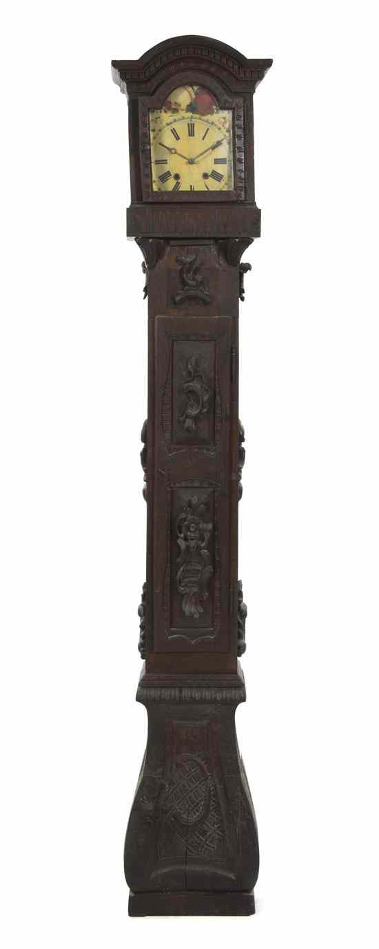 Appraisal: A French Provincial Longcase Clock having a domed dentiled cornice