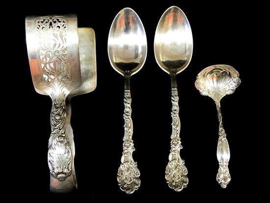 Appraisal: STERLING four pieces Tiffany Co Chrysanthemum pattern asparagus server circa