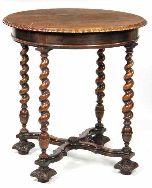 Appraisal: English Barley Twist Side Tableearly th century oak circular form