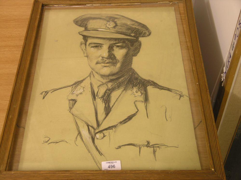 Appraisal: Esther Shelton - pencil sketch half-length portrait of an officer